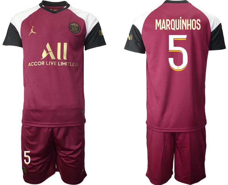 Men 2020-2021 club Paris St German away #5 red Soccer Jerseys->paris st german jersey->Soccer Club Jersey